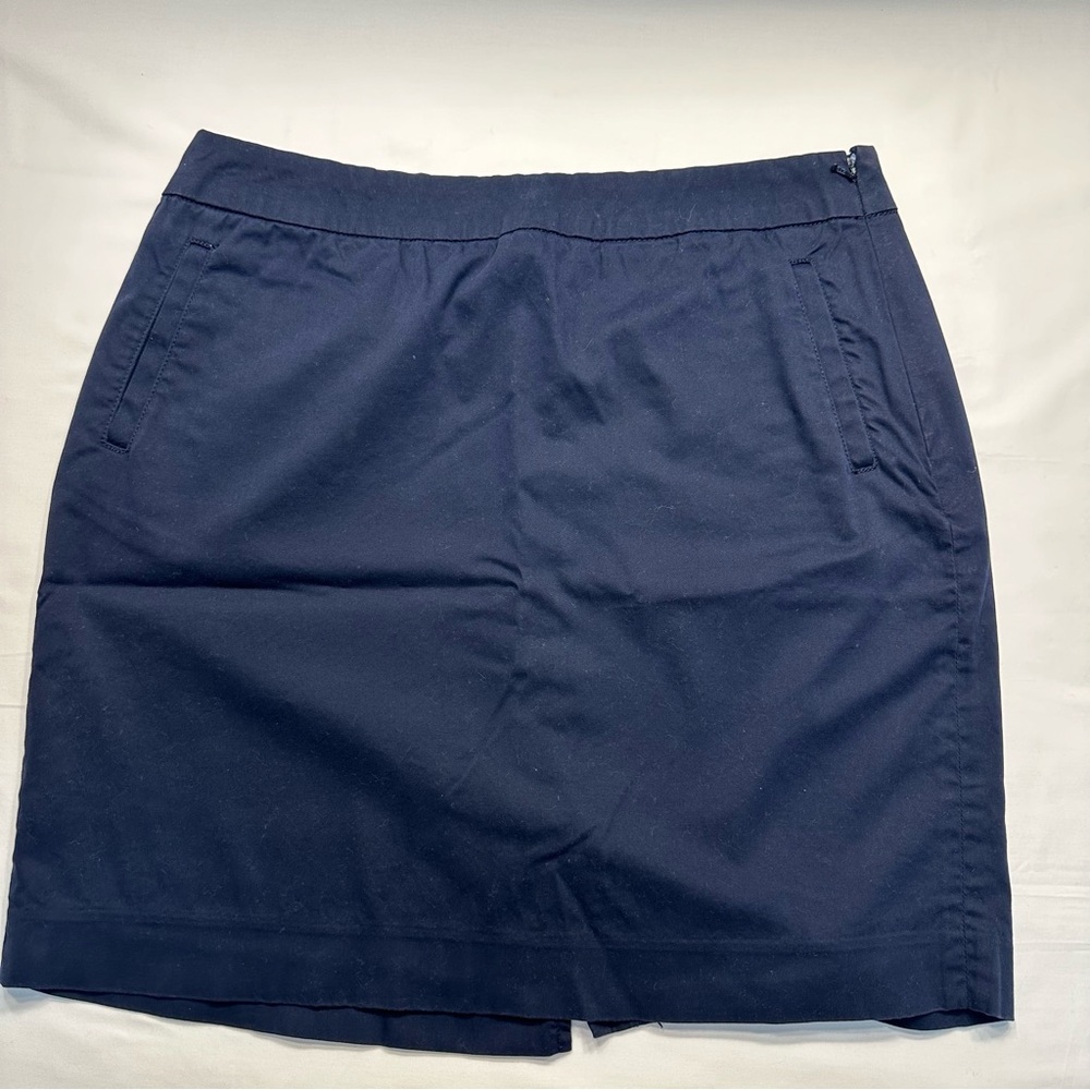 LLBean favorite fit cotton skirt two front pocket side zipper petite size 8 - Picture 1 of 9